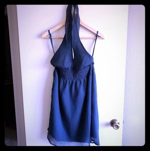 Ashim blue halter semi-formal dress